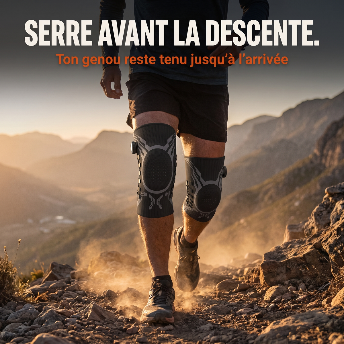 Serre avant la descente : traileur en descente avec la genouillère ZeeFit