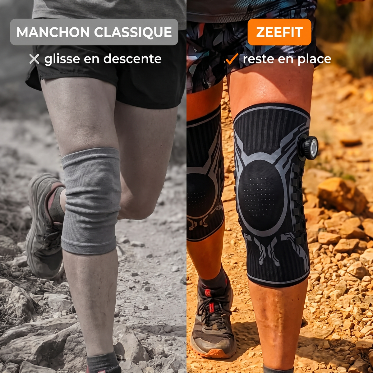 Manchon classique qui glisse vs ZeeFit qui reste en place