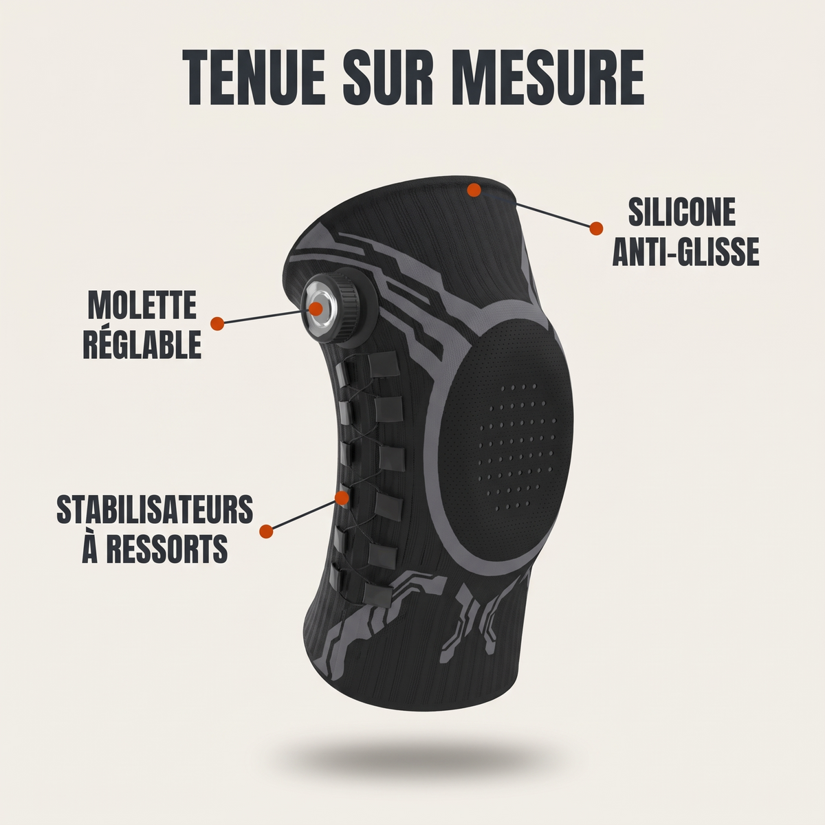 Molette réglable, stabilisateurs à ressorts, silicone anti-glisse