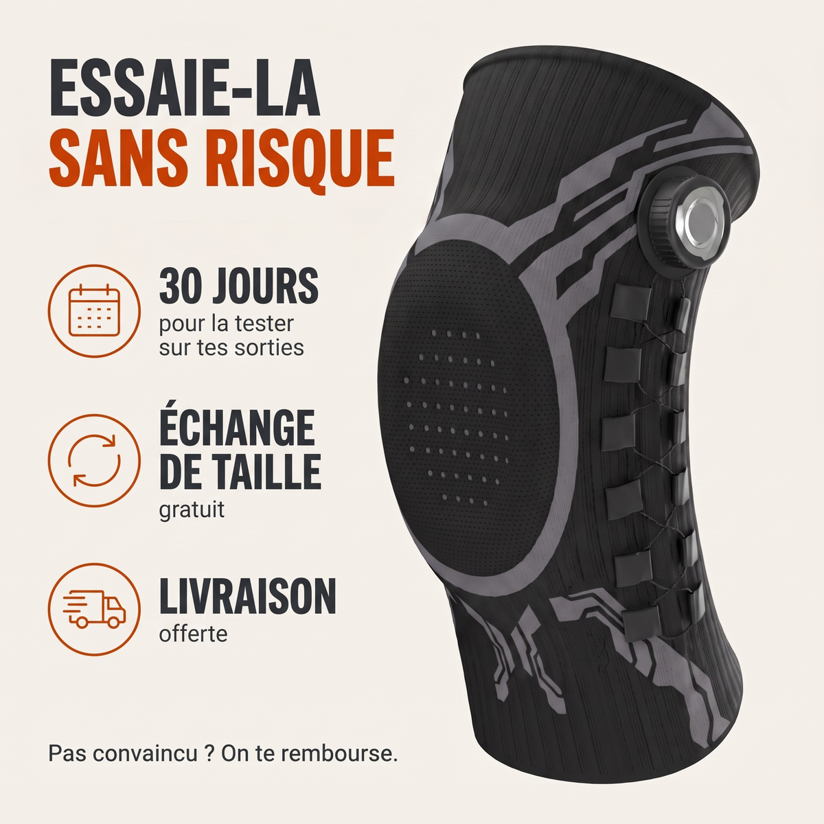 Essaie-la sans risque : 30 jours pour la tester, échange de taille gratuit, livraison offerte